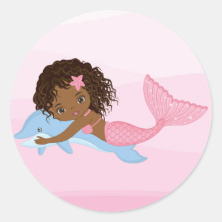 Rond Sirène afro-américaine avec sticker pour dauphin