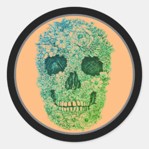 ROND SKULL HALLOWEEN DAY OF THE DEAD STICKER
