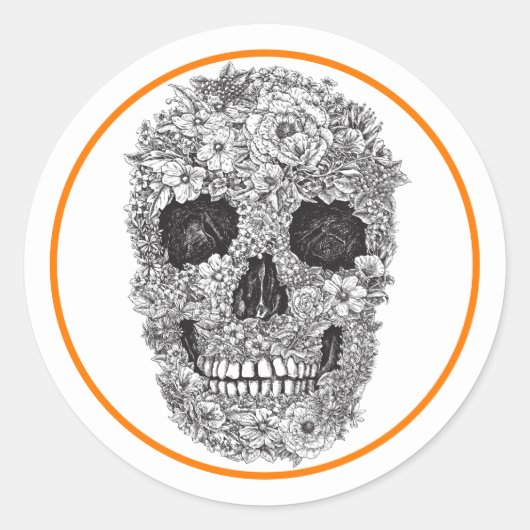 ROND SKULL HALLOWEEN DAY OF THE DEAD STICKER (Devant)
