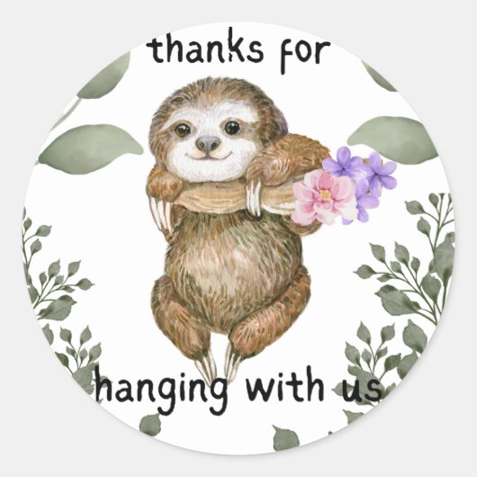 Rond Sloth Theme Merci pour Hanging with Us Sticker (Devant)