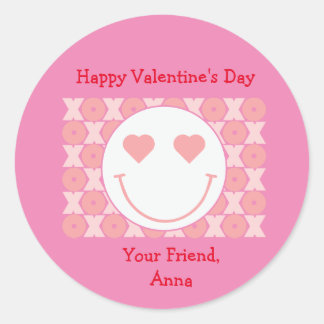 Rond Smile Face Personnalisé Sticker de la Saint Valent