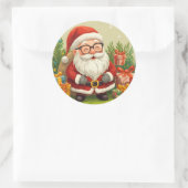 Rond Smiling Santa Festive Sticker (Sac)