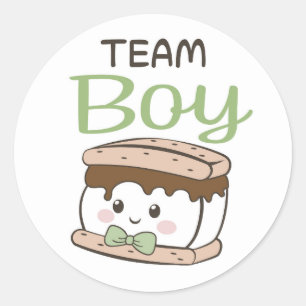 Rond S'more Team Boy sticker avec cravate arc vert saug