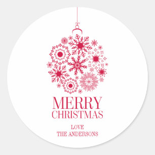 Rond Snowflake Orament Joyeux Sticker de Noël