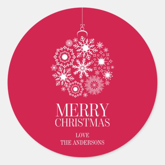 Rond Snowflake Orament Joyeux Sticker de Noël (Devant)