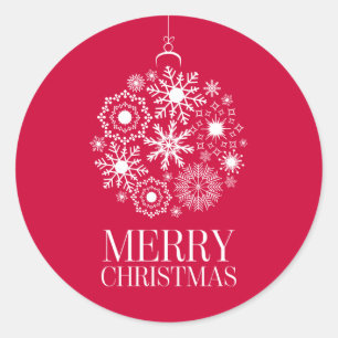 Rond Snowflake Orament Joyeux Sticker de Noël