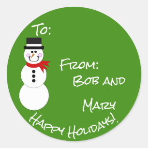 Rond Snowman Vers De Happy Holidays Sticker Cadeau