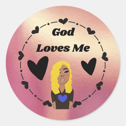 Rond So Glam God Loves Me Fancy Classic Round Sticker (Devant)