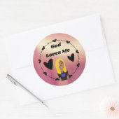 Rond So Glam God Loves Me Fancy Classic Round Sticker (Enveloppe)