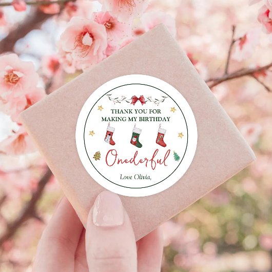 Rond Sock de Noël Anniversaire Classic Round Sticker