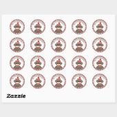 Rond Sock Monkey First Birthday sticker (Feuille)