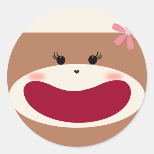 Rond Sock Monkey Girl Sticker (Devant)