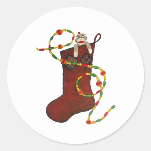Rond Sock Singe Christmas Stocker Sticker (Devant)