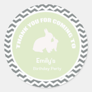 Rond Soirée d'anniversaire Bunny merci sticker vert