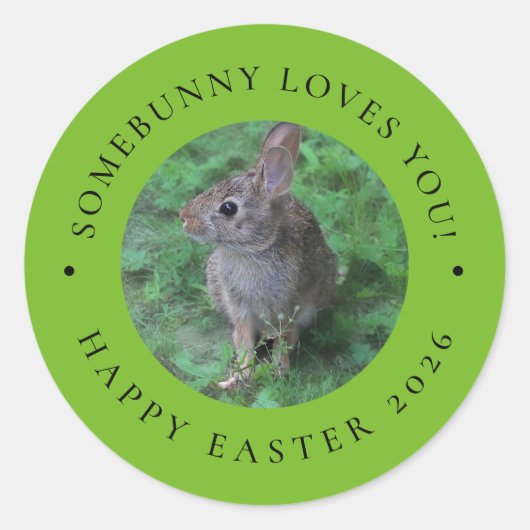 Rond SomeBunny Loves You Valentine's Day Easter Sticker (Devant)
