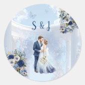 Rond Something Blue Wedding Favor Sticker (Devant)