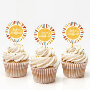 Rond Sonshine Boho Baby shower Sticker Sun Burst