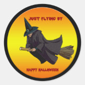 Rond Sorcière Voler Par Sticker Halloween (Devant)