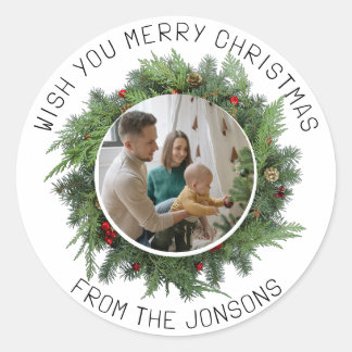 Rond Souhaitez-vous Joyeux Sticker de Noël - Festive Ho
