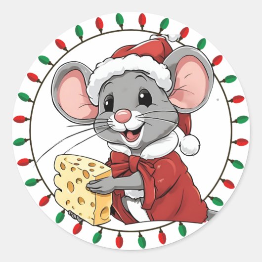 Rond Souris de Noël obtient Sticker au fromage (Devant)