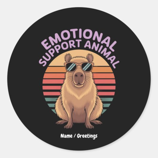 Rond Soutien émotionnel drôle Sticker animal Capybara (Devant)