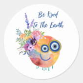 Rond Soyez Gentil Au Sticker Arrondi Classic Earth (Devant)