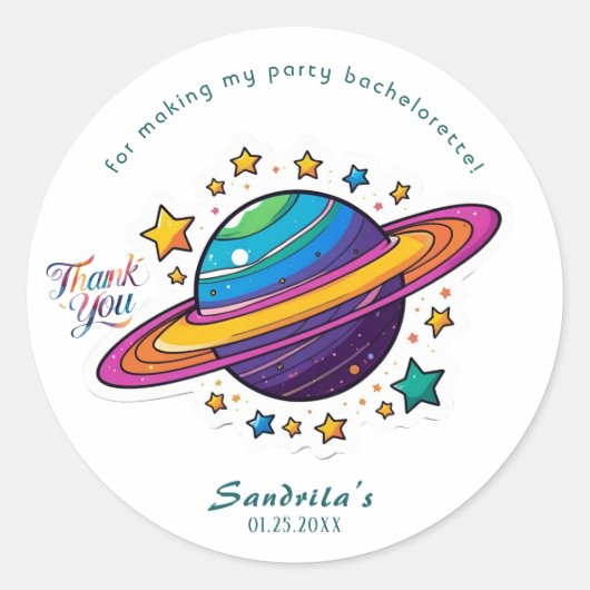 Rond Space Planet Birthday Party Classic Round Sticker (Devant)