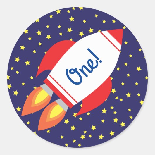 Rond Space Rocket Star Navire 1er Sticker Anniversaire (Devant)