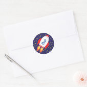 Rond Space Rocket Star Navire 1er Sticker Anniversaire (Enveloppe)