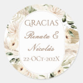 Rond Spanish Boho Wedding round sticker  (Devant)