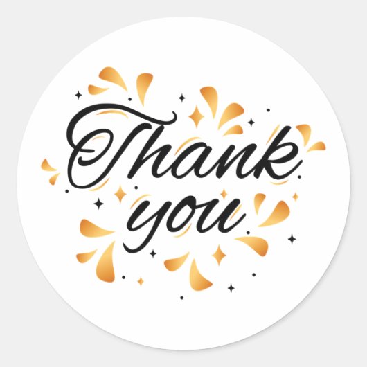 Rond Sparkling gold thank You Classic Round Sticker (Devant)