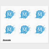 Rond Splash Of Color Monogramme Sticker (Feuille)
