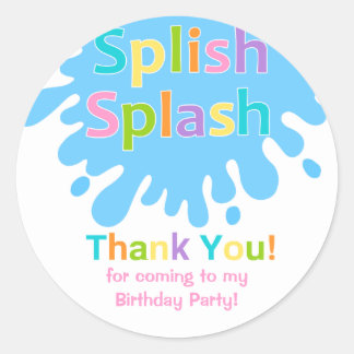 Rond Splish Splash Pool Party Girl Anniversaire Sticker