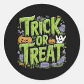 Rond Spooky Trick or Treat Slime Halloween Sticker (Devant)