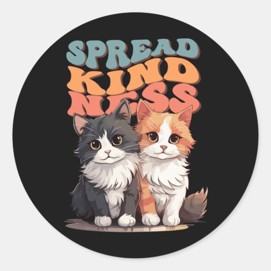 Rond Spread Kindness - Adorable Chat Duo Design Sticker (Devant)