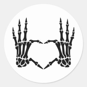 Rond Squelette Hands Sticker de Gesture Coeur