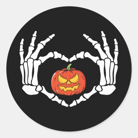 Rond Squelette Mains avec Sticker Citrouille (Devant)
