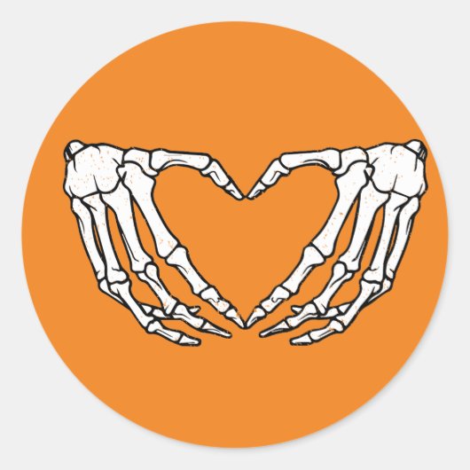 Rond Squelette Mains Coeur Sticker forme (Devant)