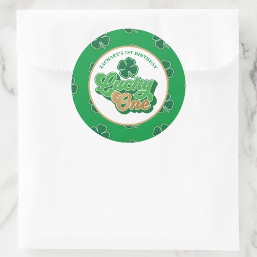 Rond St. Patrick's Day Lucky One First Birthday Sticker (Sac)