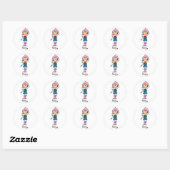 Rond Stick Figure Cowgirl dans Sticker Casquette rose/B (Feuille)