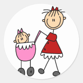 Rond Stick Figure Maman Et Bébé Sticker