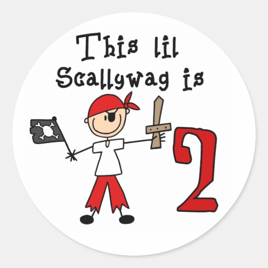 Rond Stick Pirate 2e Anniversaire Classic Round Sticker (Devant)