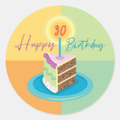 Rond Sticker 30e tranche de gâteau d'anniversaire (Devant)