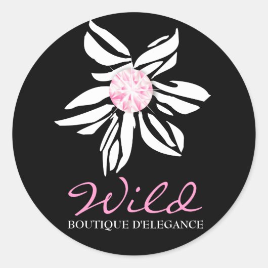 Rond Sticker 311 Wild Zebra Flower Black (Devant)