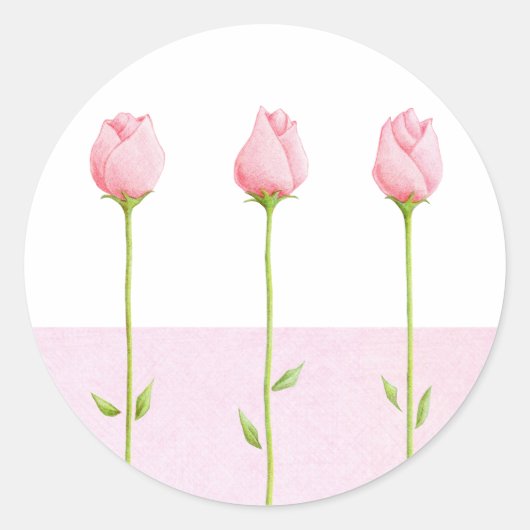Rond Sticker 3 Rosebuds Rose (Devant)