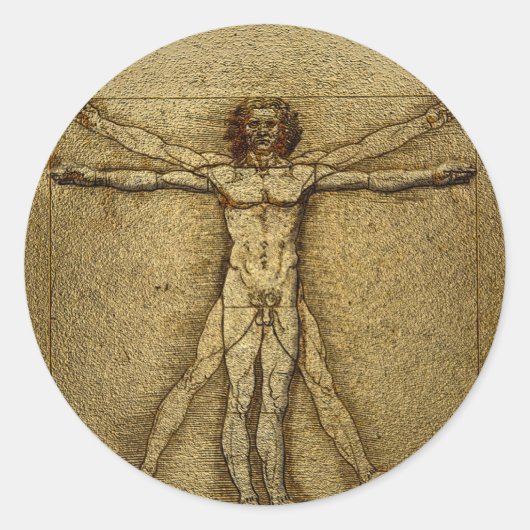 Rond Sticker 3D Renaissance Vitruvian Man (Devant)