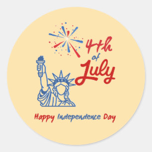 Rond Sticker 4 juillet-Happy Independence Day Round