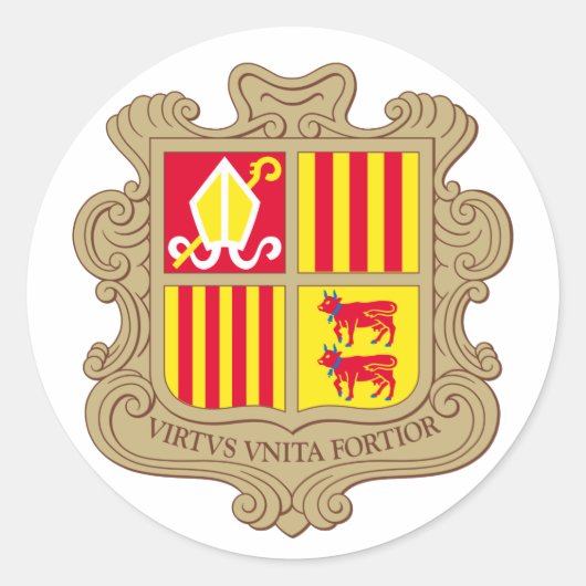 Rond Sticker à armoiries d'Andorre (Devant)
