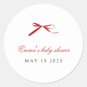 Rond Sticker à Baby shower arc minimal rouge
