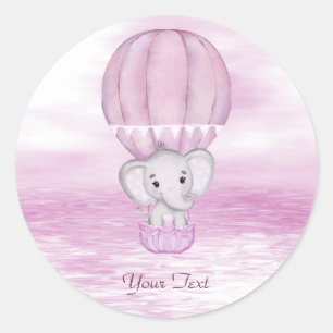 Rond Sticker à ballon à air chaud pour éléphant rose